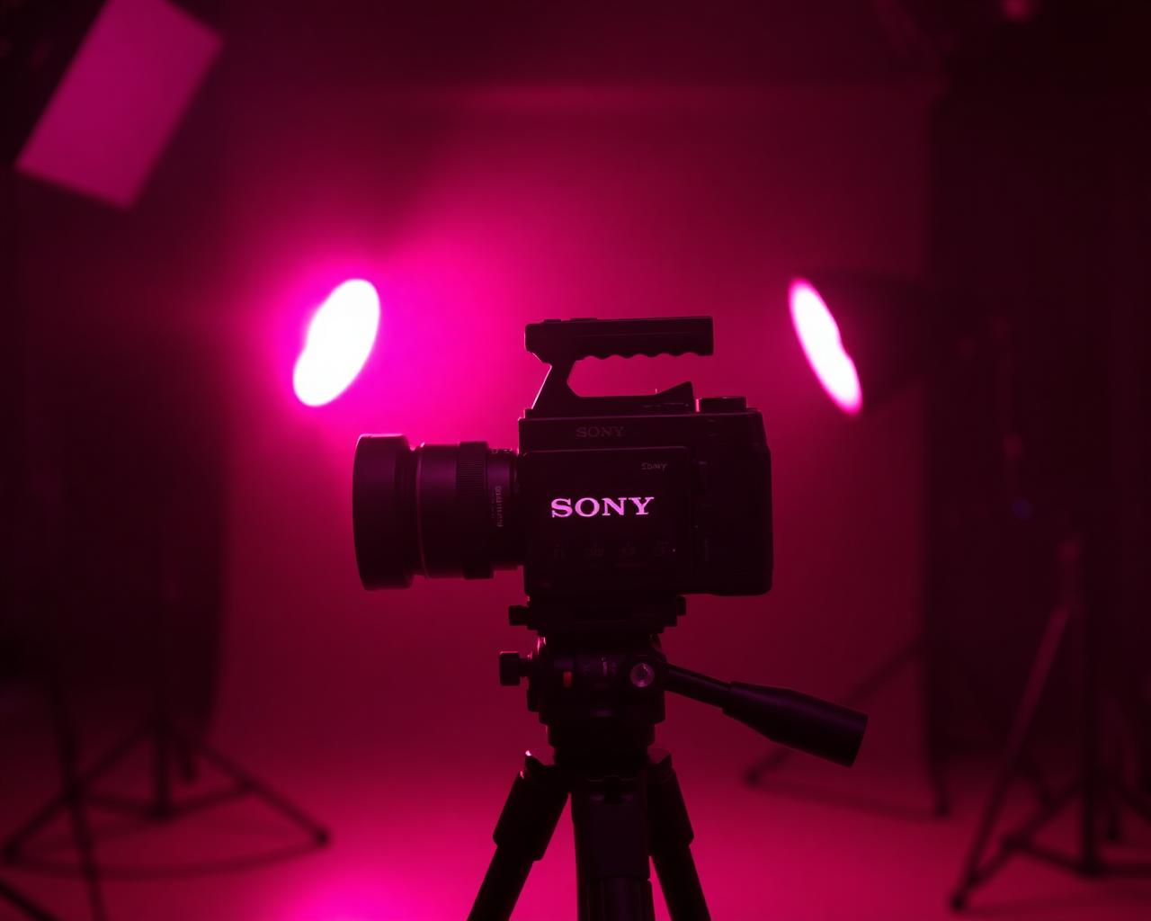 Sony cinema camera on tripod