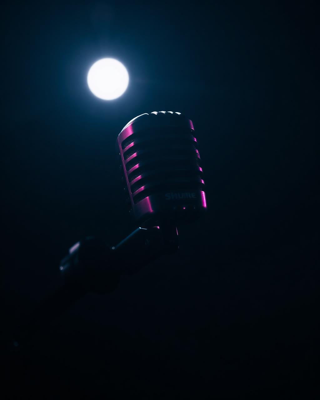Shure SM7B microphone in cinematic light
